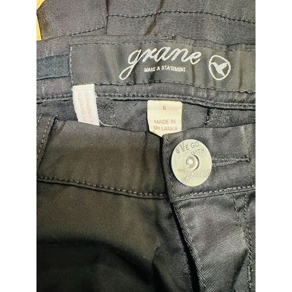 Grane Black Shiny Low Rise Boot Cut Stretchy Junior Jeans, Size 5 - Picture 3 of 5